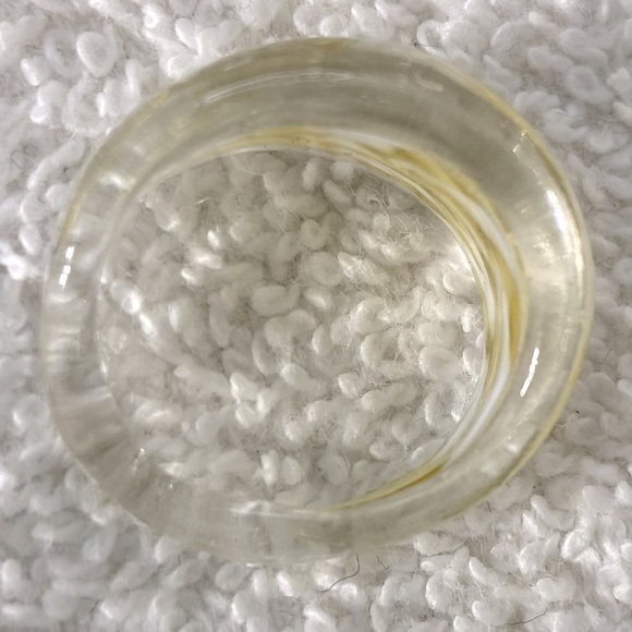 Vintage Art Glass Handmade Yellow White Band Ring - Picture 10 of 13